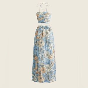 J Crew Collection Textured Satin Skirt Set in Zinnia Floral